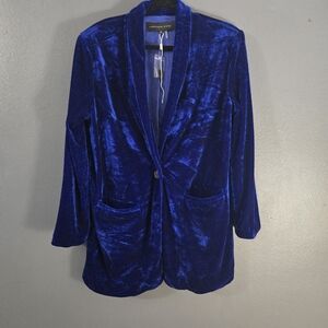Endless Rose Oversized Blue Velvet Blazer